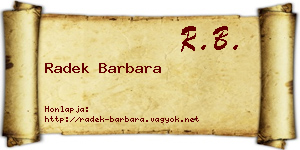 Radek Barbara névjegykártya
